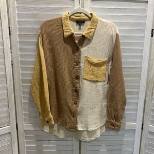 Mittoshop Textured Yellow and Cream Top